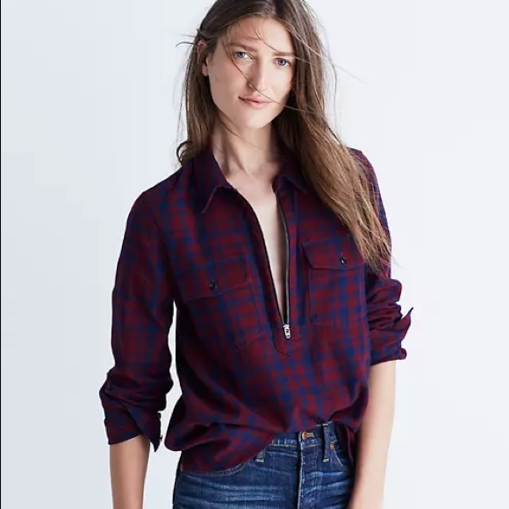 Madewell Flannel Zip-Front Popover